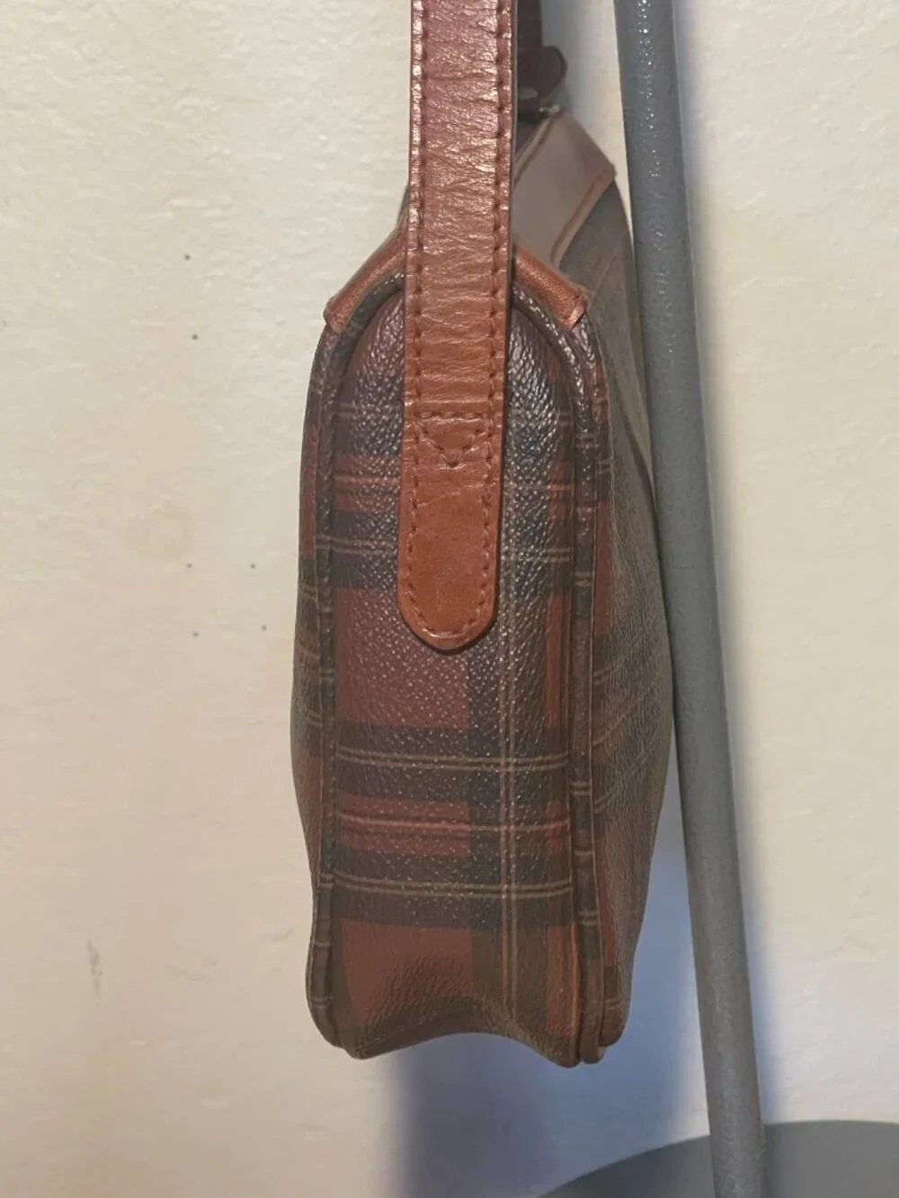 Vintage Polo Ralph Lauren Tartan Plaid Leather Crossbody Bag Heritage Equestrian